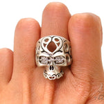 Prong Diamond Skull Silver Ring 37597 - Image 8