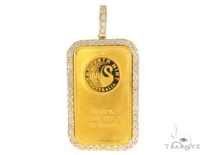 Prong Diamond Swan Gold Bar Pendant 45237 - Image 1