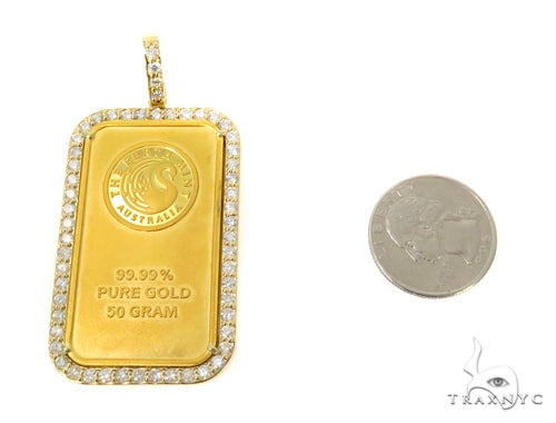 Prong Diamond Swan Gold Bar Pendant 45237 - Image 5