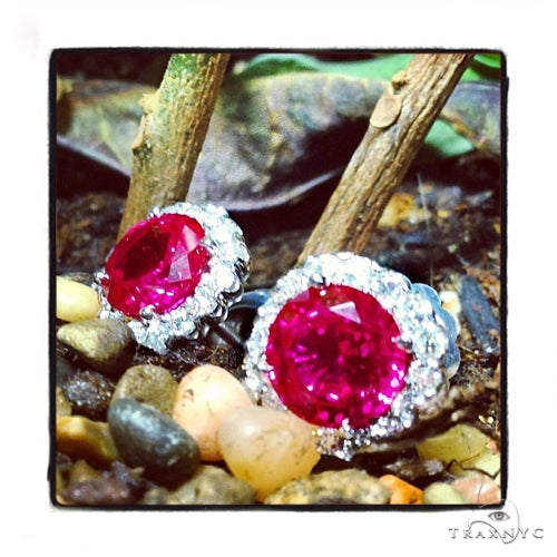 Prong Diamond Ruby Earrings 40333 - Image 3