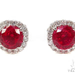 Prong Diamond Ruby Earrings 40333 - Image 1