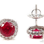 Prong Diamond Ruby Earrings 40333 - Image 5