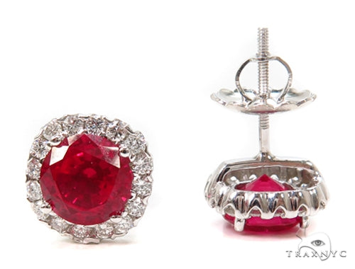 Prong Diamond Ruby Earrings 40333 - Image 5