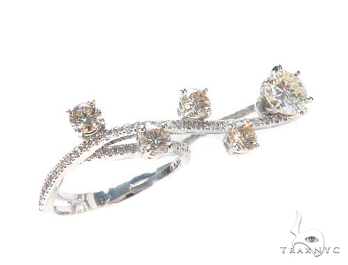 Prong Diamond Two Finger Ring 43336 - Image 2