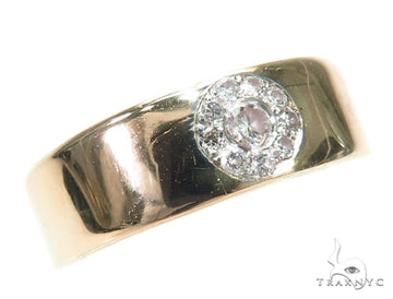 Men's prong set diamond wedding band in 10k yellow gold – front face view showing prong set G-color diamonds