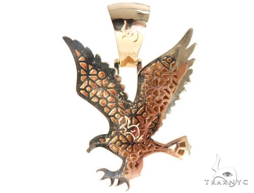 14K Gold Prong Diamond Wild Eagle Pendant, photo 4 of 8