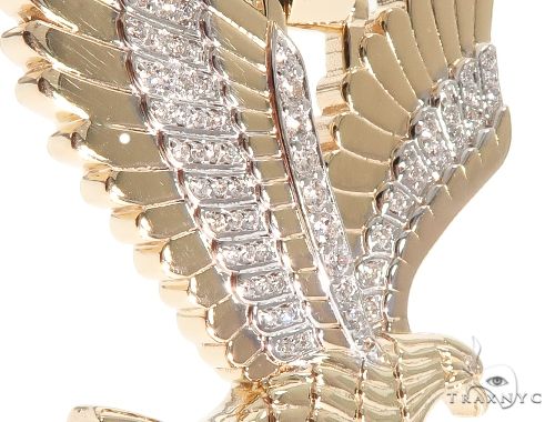 14K Gold Prong Diamond Wild Eagle Pendant, photo 5 of 8