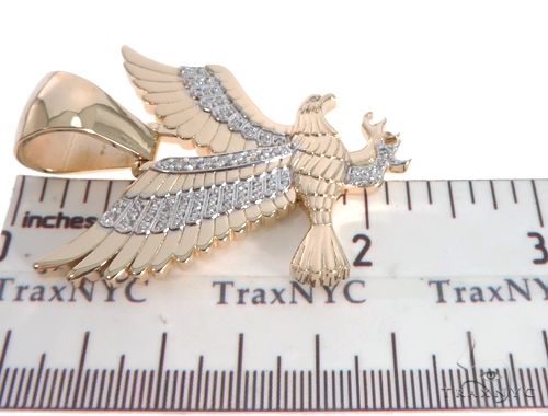 14K Gold Prong Diamond Wild Eagle Pendant, photo 7 of 8