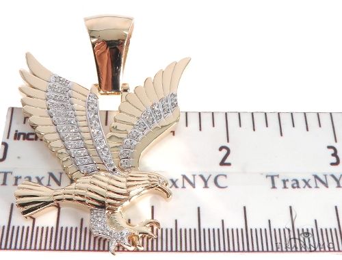 14K Gold Prong Diamond Wild Eagle Pendant, photo 8 of 8