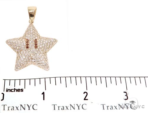 Yellow gold star pendant encrusted with diamonds and red gemstone eyes, men's jewelry.