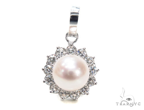 Prong Pearl Diamond Pendant 40938 - Image 1