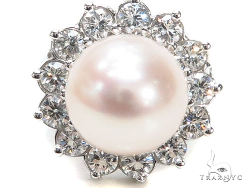 Prong Pearl Diamond Pendant 40938 - Image 3