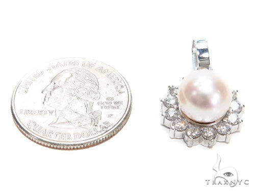 Prong Pearl Diamond Pendant 40938 - Image 5