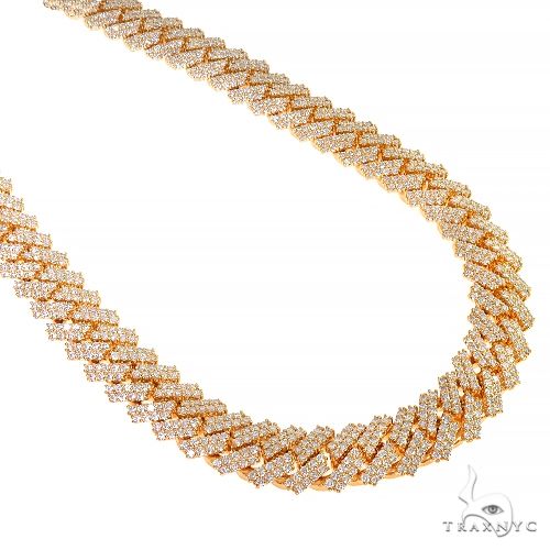 Yellow gold Miami Cuban chain with prong-set diamonds and diamond-encrusted clasp