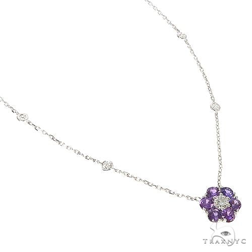 14K Gold Purple Sapphire Diamond Flower Necklace, photo 2 of 6