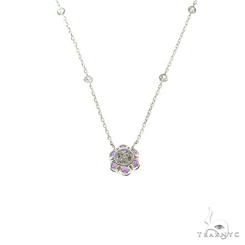 14K Gold Purple Sapphire Diamond Flower Necklace, photo 4 of 6