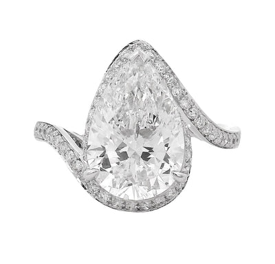 14K Gold Crescent Pavé Lab-Grown Diamond Engagement Ring
