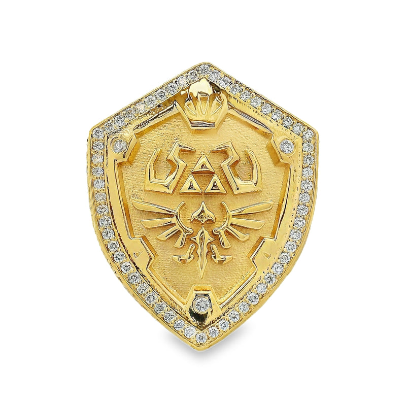 10K Gold Link Hylian Zelda Shield Gold Diamond Ring 70994
