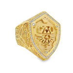 10K Gold Link Hylian Zelda Shield Gold Diamond Ring 70994