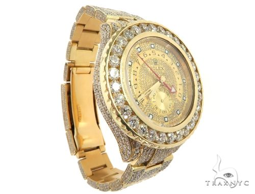 ROLEX 18k GOLD YACHTMASTER II 2 WATCH MODEL # 116688 FULL DIAMOND WATCH 63741 - Image 3
