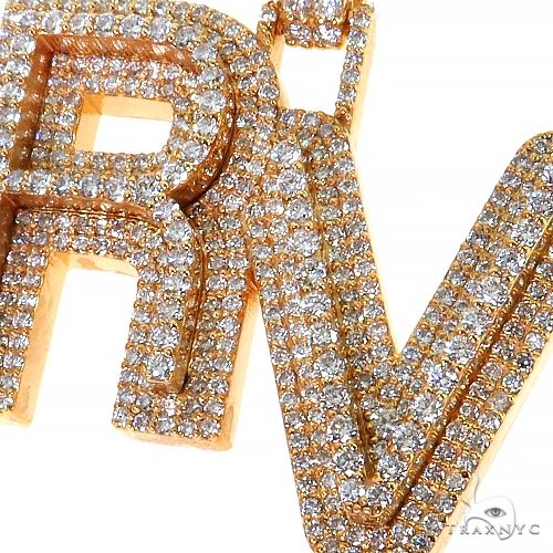 14K Gold 'RV' Initial Diamond Pendant, photo 3 of 6