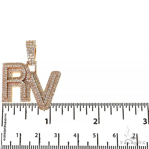 14K Gold 'RV' Initial Diamond Pendant, photo 5 of 6