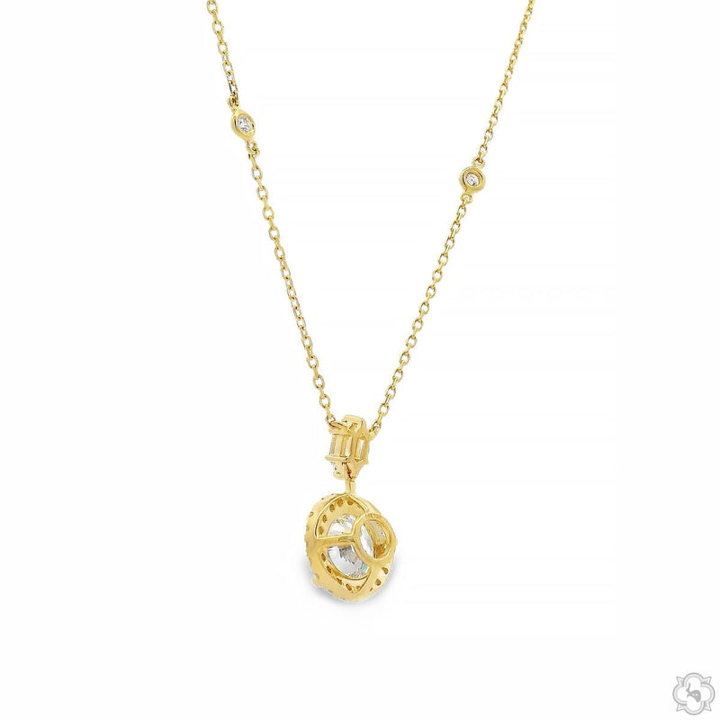 18K Gold Radiant Halo Drop Necklace, photo 5 of 7