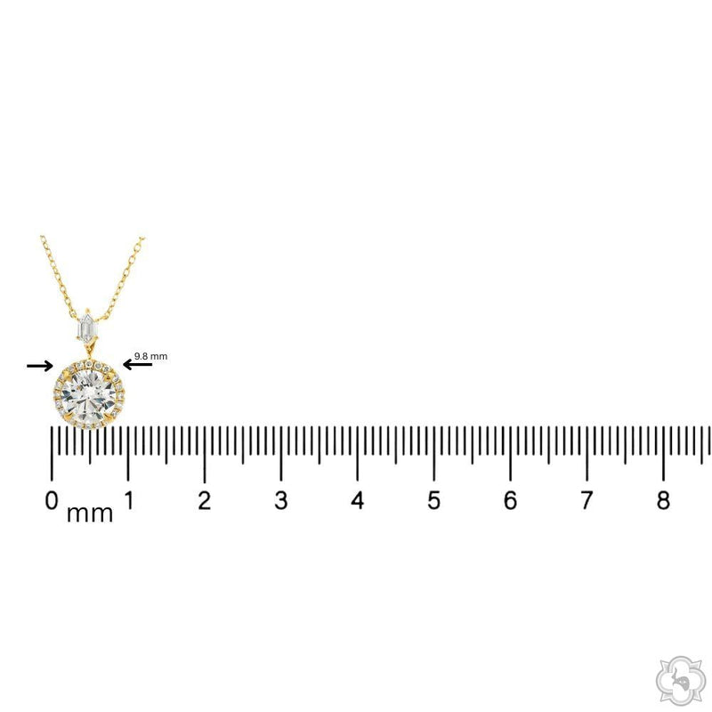 18K Gold Radiant Halo Drop Necklace, photo 6 of 7