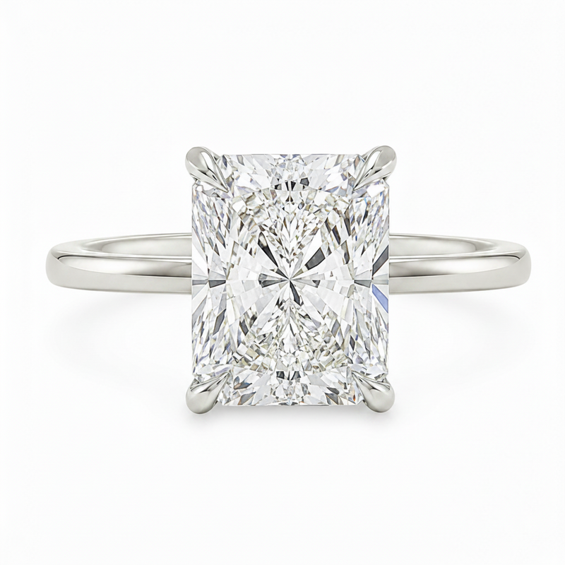 Radiant Cut Engagement Ring with Hidden Halo 70117