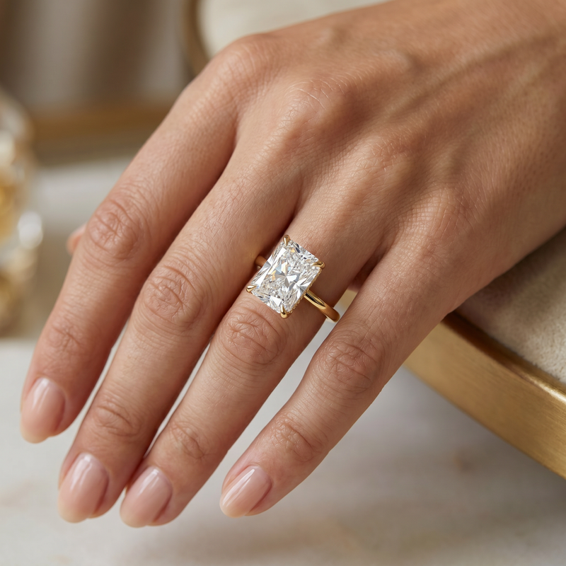 Radiant Cut Engagement Ring with Hidden Halo 70117