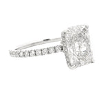 Radiant Diamond Engagement Ring in 14K gold with 2 carat radiant-cut lab grown diamond, hidden halo, and pavé diamond band