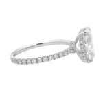 Radiant Diamond Engagement Ring in 14K gold with 2 carat radiant-cut lab grown diamond, hidden halo, and pavé diamond band