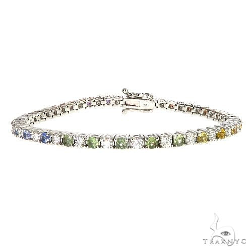 Rainbow Diamond Sapphire Tennis Bracelet 67109 - Image 1