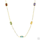 14K Gold Rainbow Gem Link Necklace 70741
