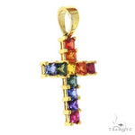 Rainbow Princess Cut Sapphire Cross 67145 - Image 2