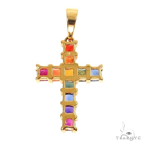 Rainbow Princess Cut Sapphire Cross 67145 - Image 4
