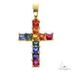 Rainbow Princess Cut Sapphire Cross 67145 - Image 1