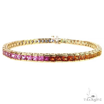 Rainbow Sapphire Princess Cut Bracelet 68298 - Image 1