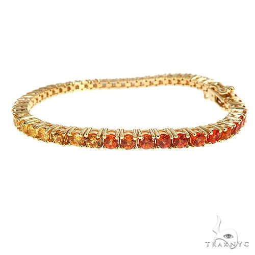 14K Gold 10 Pointer Rainbow Sapphire Tennis Bracelet, photo 2 of 6