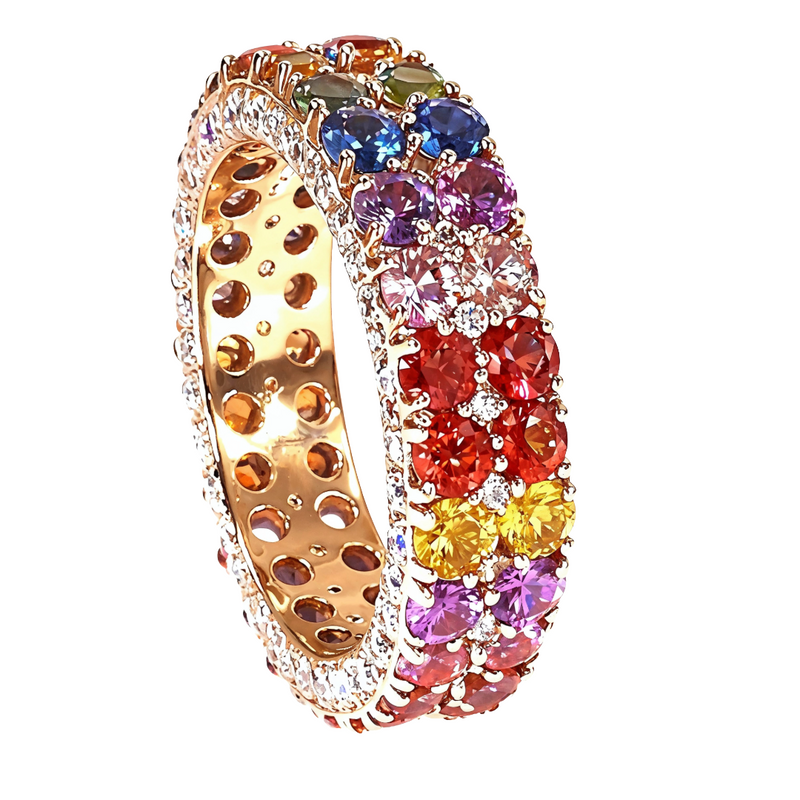 Rainbow Sapphire Diamond Eternity Ring 67985