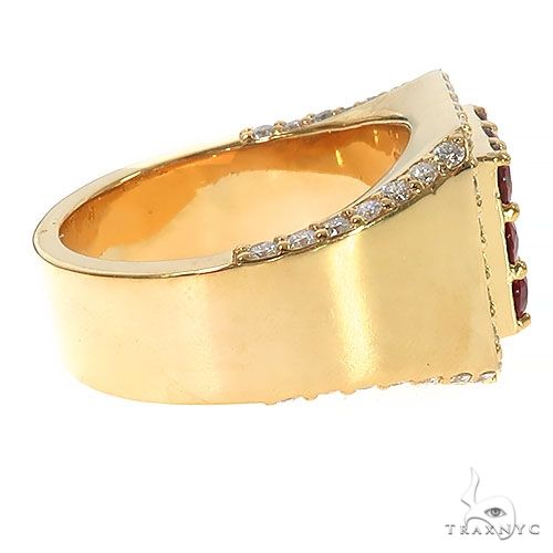 14K Gold Red 3x3 Sapphire Diamond Ring, photo 3 of 6