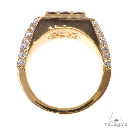 14K Gold Red 3x3 Sapphire Diamond Ring, photo 6 of 6