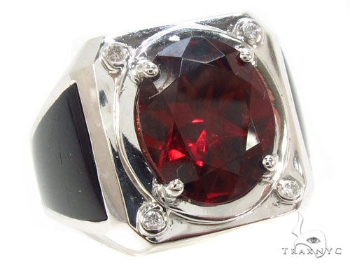 10K Gold Red Garnet & 0.06 Ctw Diamond Custom Ring