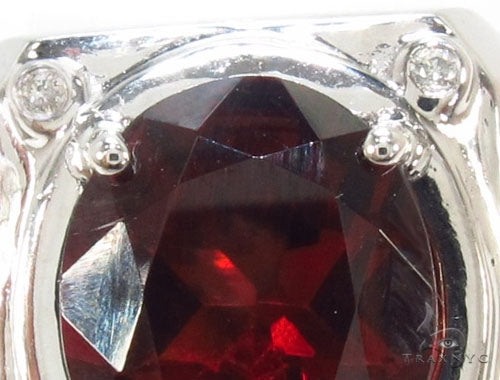 10K Gold Red Garnet & 0.06 Ctw Diamond Custom Ring, view 3