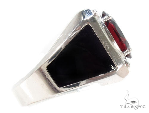 10K Gold Red Garnet & 0.06 Ctw Diamond Custom Ring, view 5