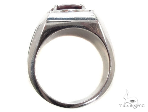 10K Gold Red Garnet & 0.06 Ctw Diamond Custom Ring, view 7