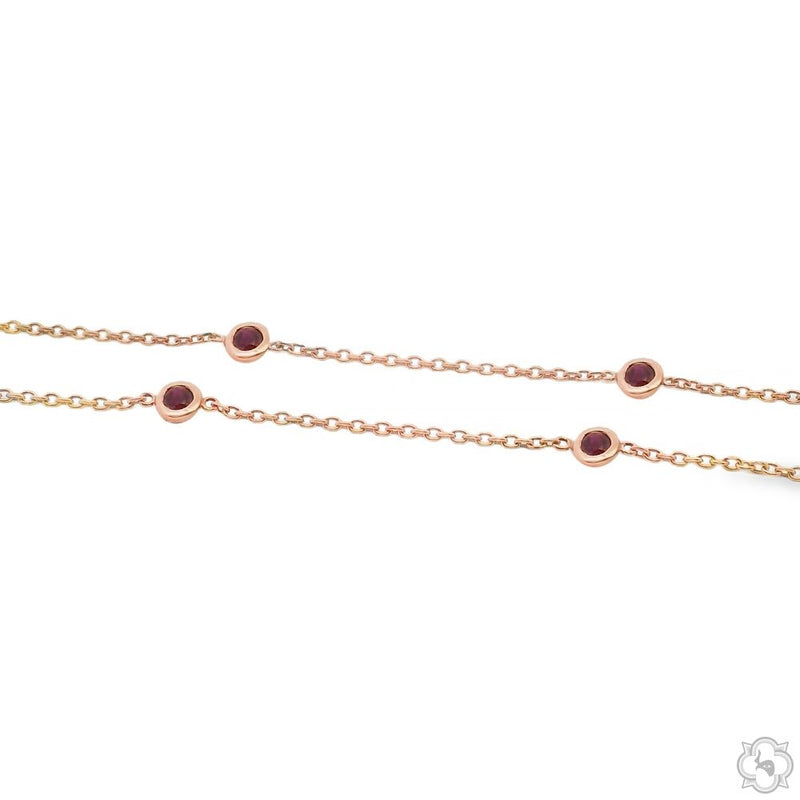 14K Gold Red Sapphire Bezel Necklace, photo 4 of 5