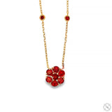 14K Gold Red Sapphire Flower Necklace 70430