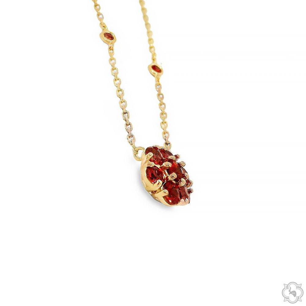 Red Sapphire Flower Necklace 70430 | TraxNYC