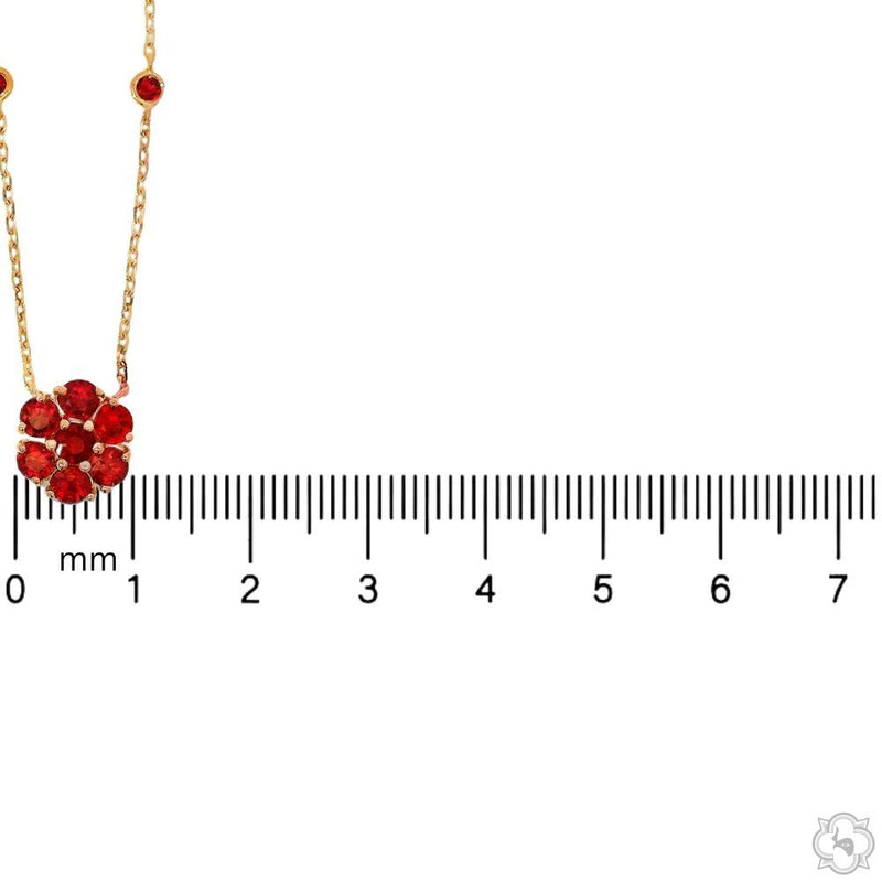 14K Gold Red Sapphire Flower Necklace, photo 5 of 5
